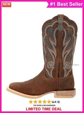 Full-Grain Leather Western Work Boot Square Toe Mid-Calf